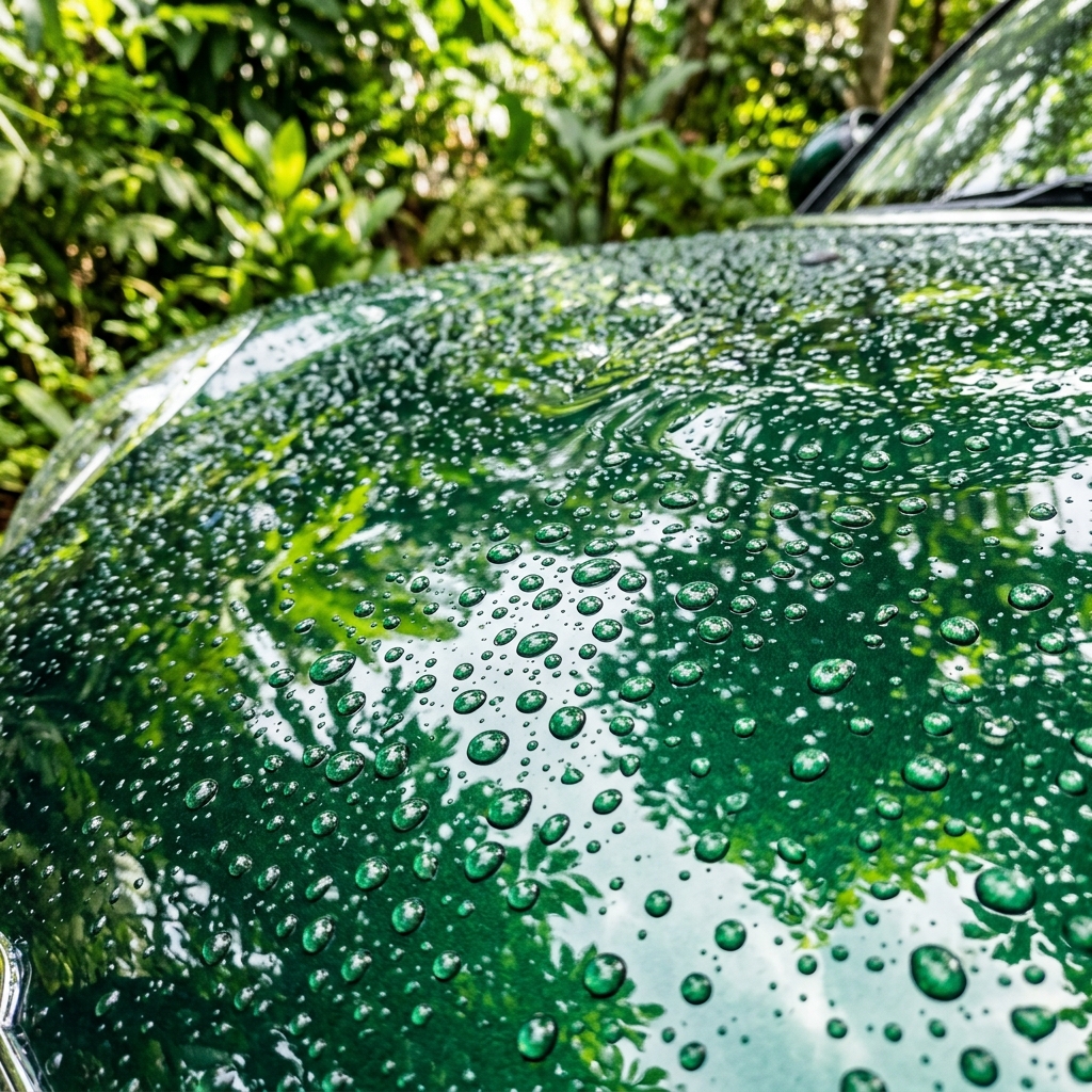 Glossy Car Green Reflection